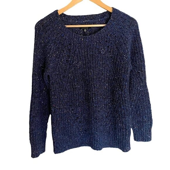 Lucky Brand Marled Crew Neck Pointelle Sweater Small - Picture 2 of 5